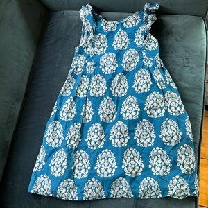 Mini Boden Girls Size 11-12 Years Blue and White patterned Dress